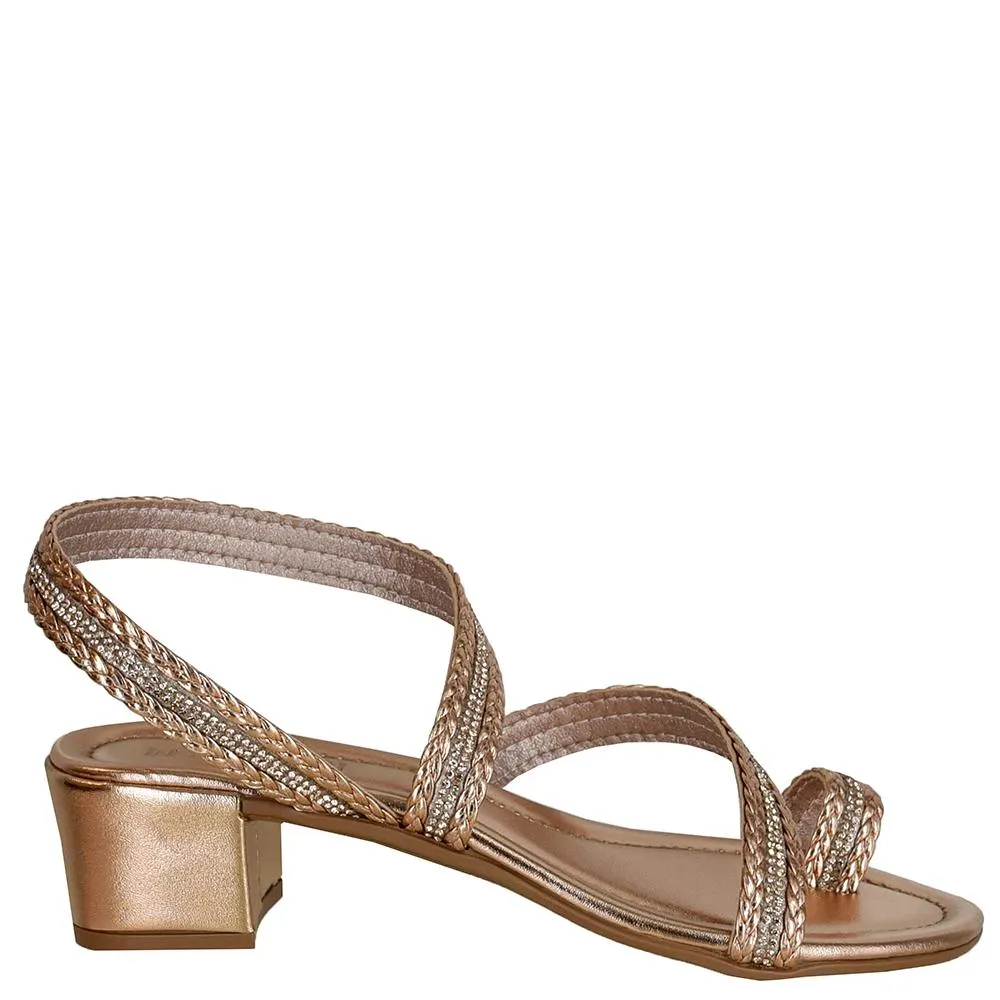 SANDALIA SALTO BLOCO TRANCA COM STRASS DI SANTINNI