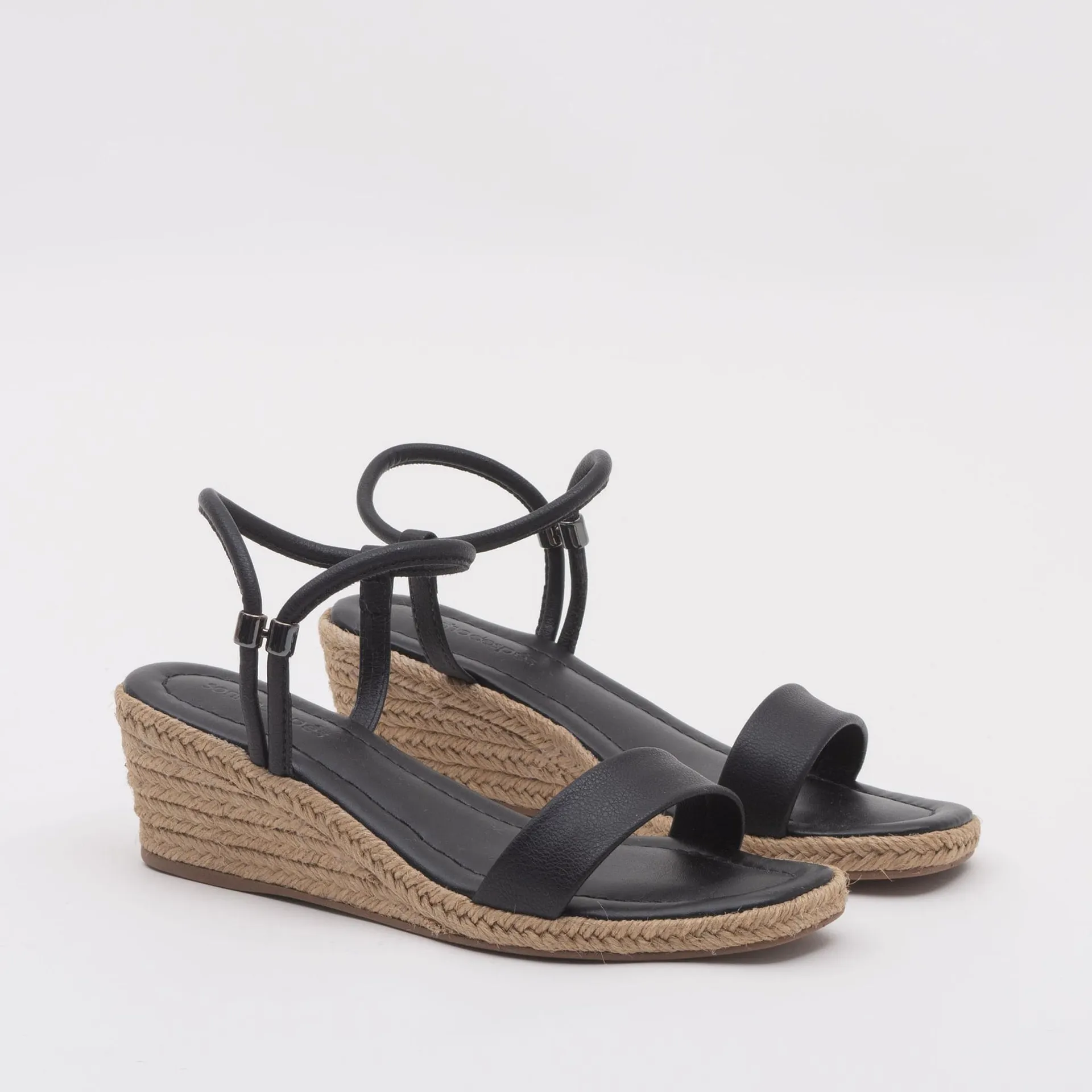 Anabela com metal regulavel e salto forrado - PRETA