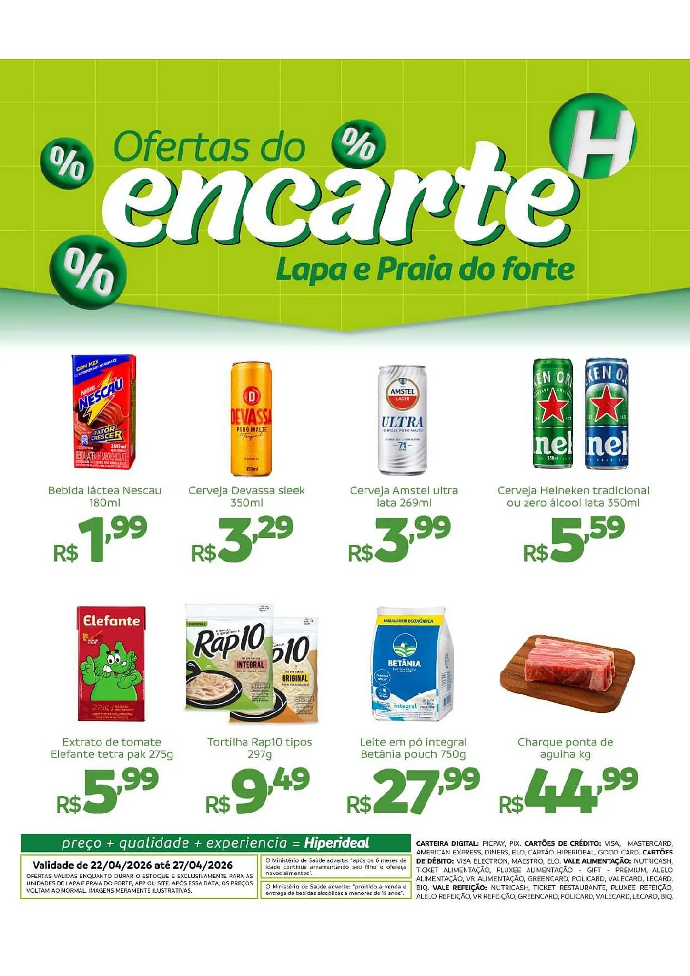 Encarte de Catálogo Hiperideal Supermercados 22 de abril até 27 de abril 2026 - Pagina 1