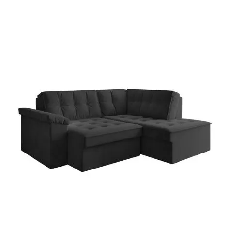 Sofá de Canto Retrátil 5 Lugares Grécia Cinza Suede