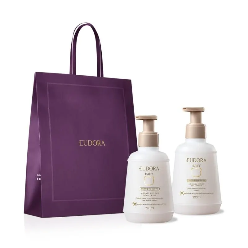 Combo Presente Eudora Baby: Shampoo 200ml + Condicionador 200ml + Sacola