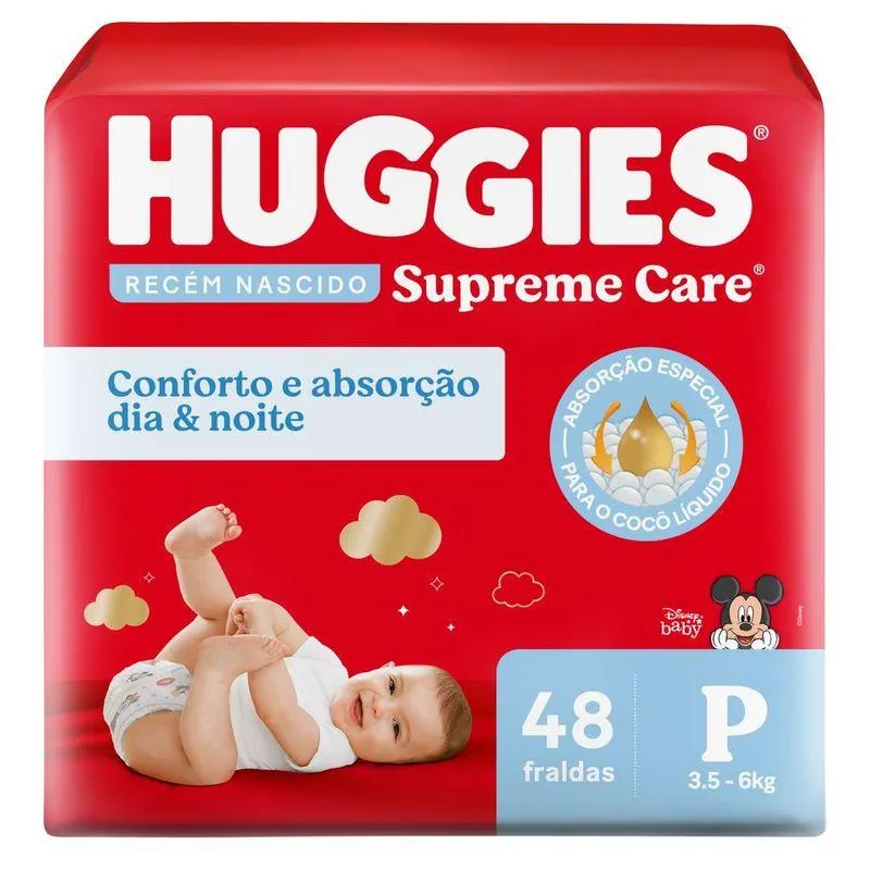 Fralda Huggies Supreme Care Mega Tamanho P Com 48 Unidades