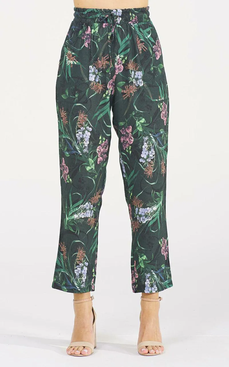 Calca listrada com bolso feminina - FOLHAGEM NOTURNA