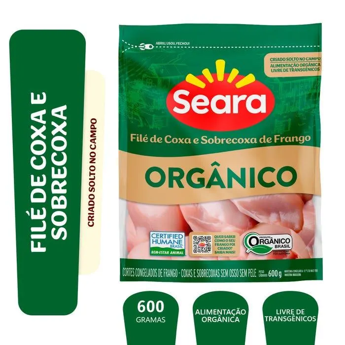 Filé De Coxa E Sobrecoxa Seara Orgânico Iqf 600g
