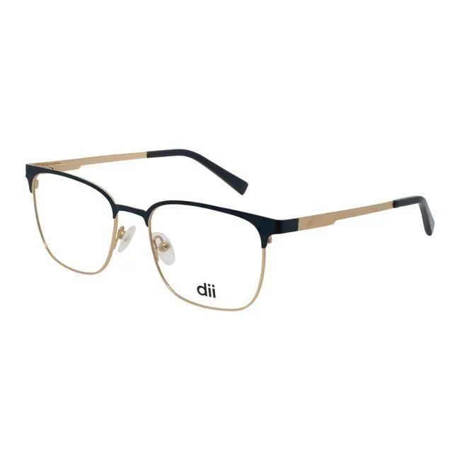 Armação de Óculos de Grau Masculino Dii Collection 4067 Quadrado Cor Azul Marinho com Dourado