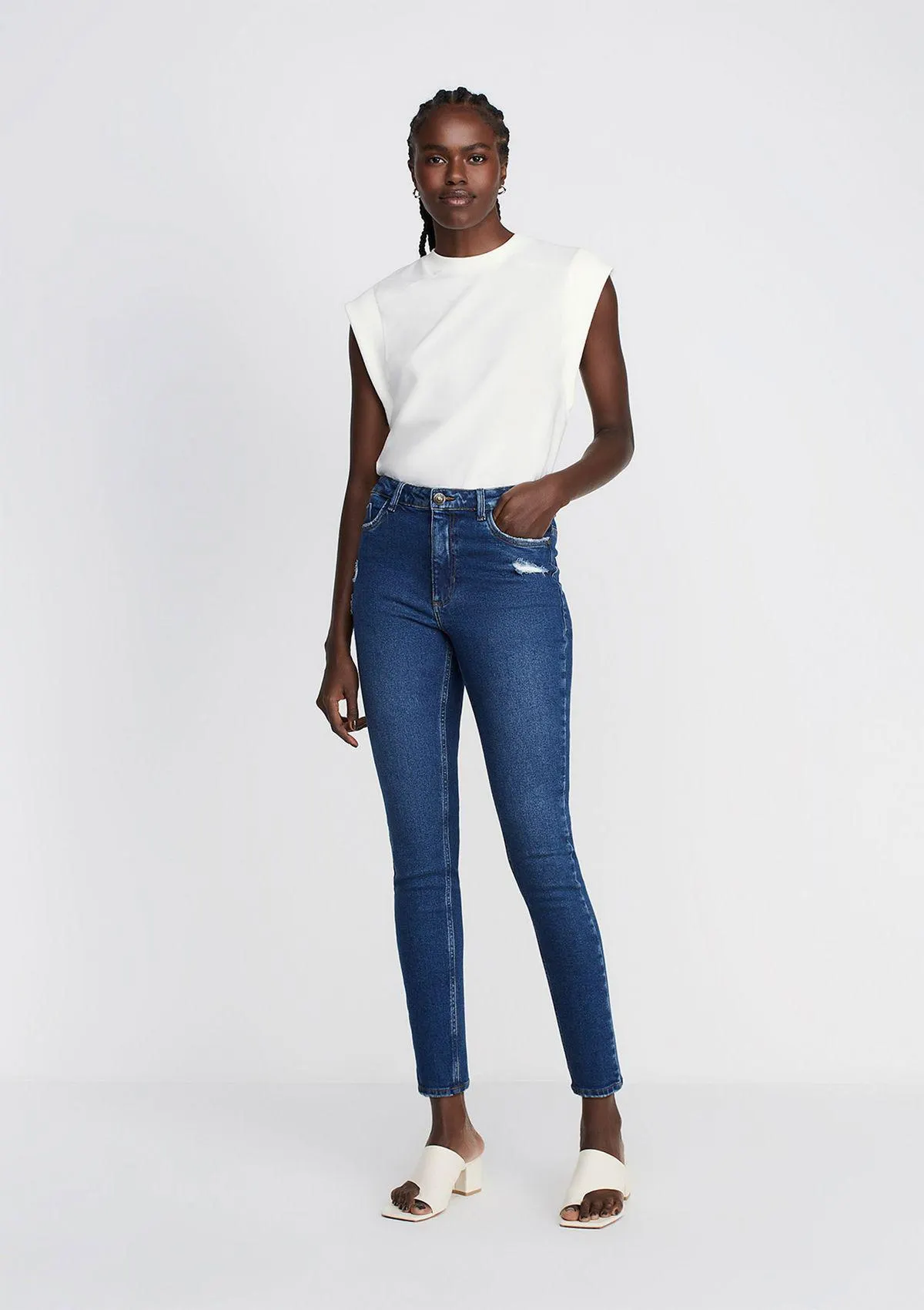 Calça Jeans Super Skinny Cintura Média - Azul