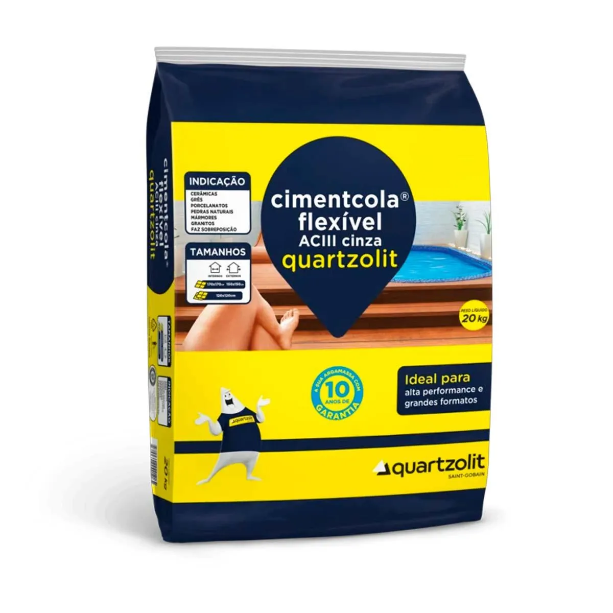 Argamassa Cimentcola Flexível ACIII Quartzolit Cinza