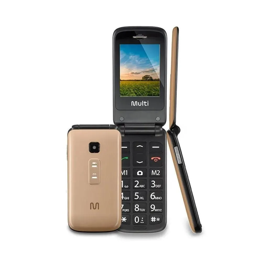 Celular Flip Vita P9043 Dourado, MULTILASER