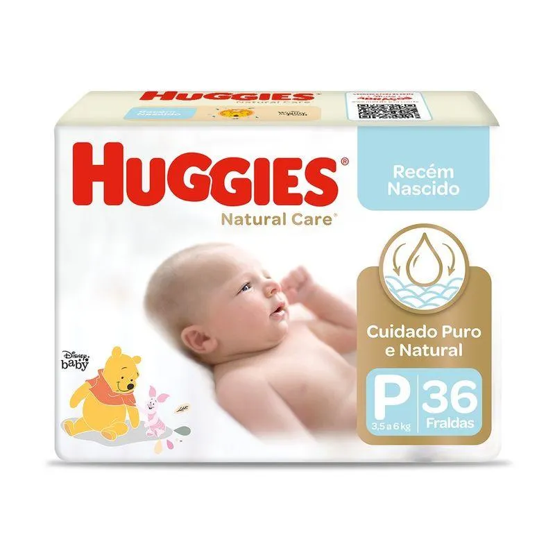 Fralda Huggies Natural Care Mega Tamanho P Com 36 Unidades Nova Embalagem