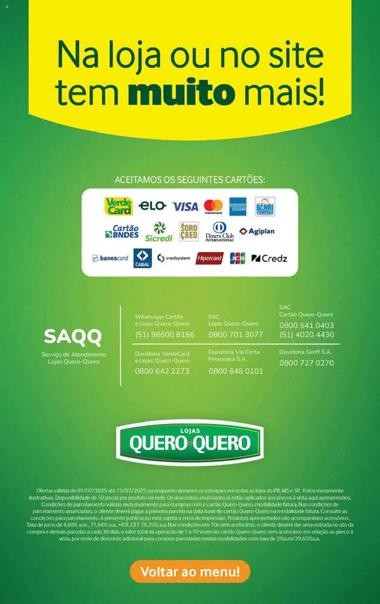 Encarte de Catálogo Quero Quero 1 de julho até 14 de julho 2025 - Pagina 50