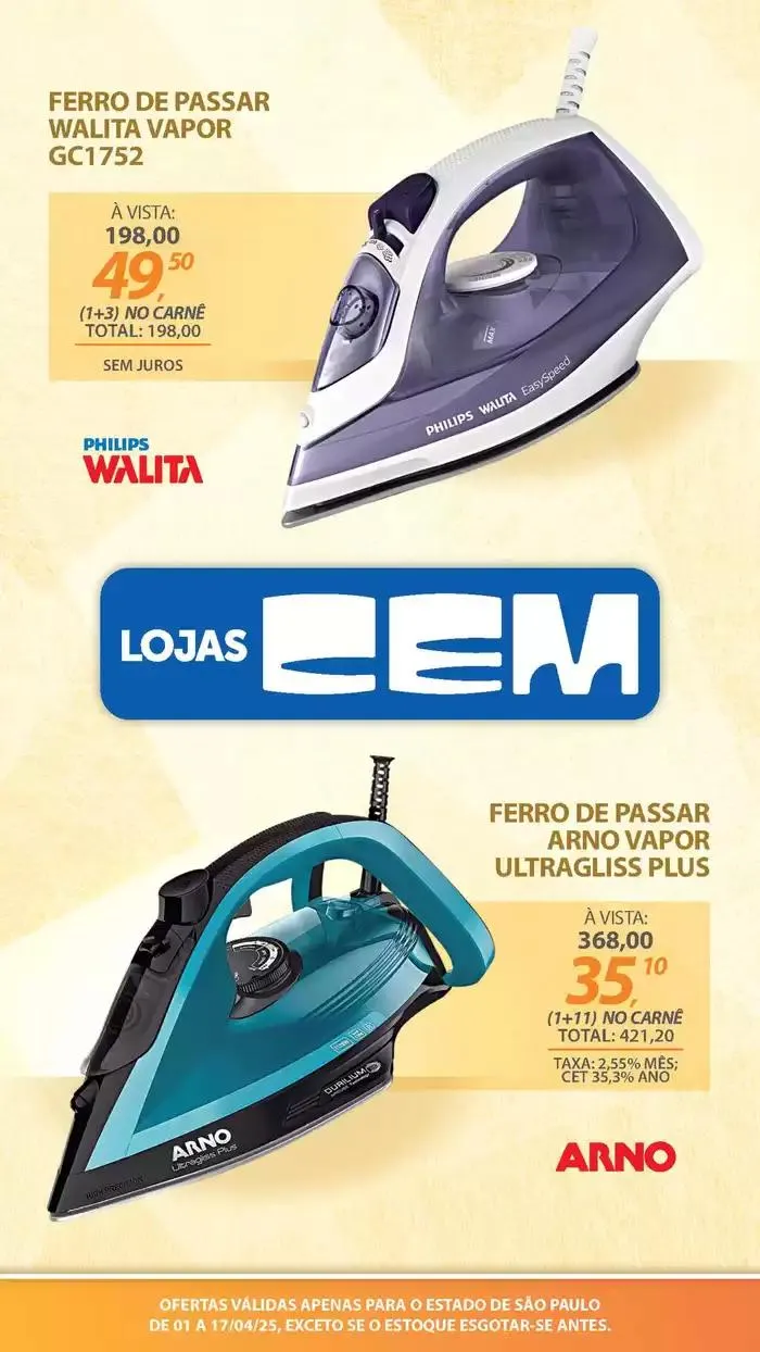 Encarte de Encarte Lojas Cem 3 de abril até 17 de abril 2025 - Pagina 116