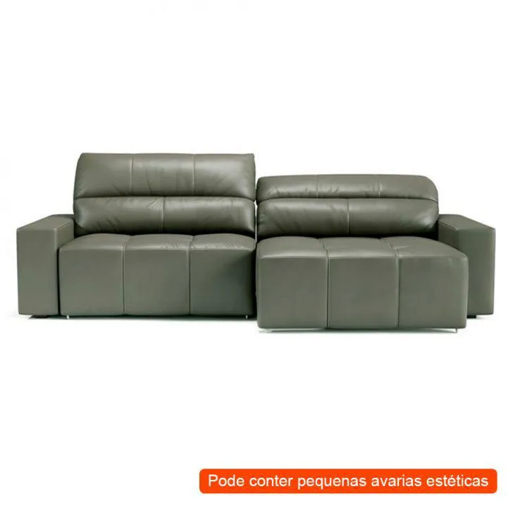 [OUTLET] Sofá 3 Lugares Retrátil e Reclinável Asturia Couro Griggio 240 cm