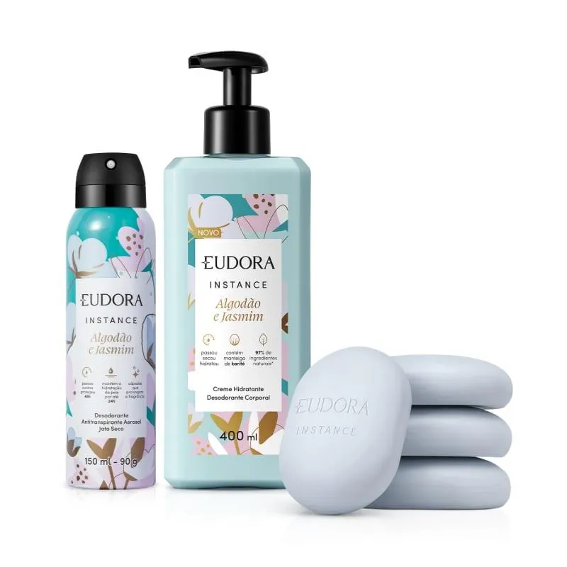 Combo Instance Algodão e Jasmim Corpo e Banho (3 itens)