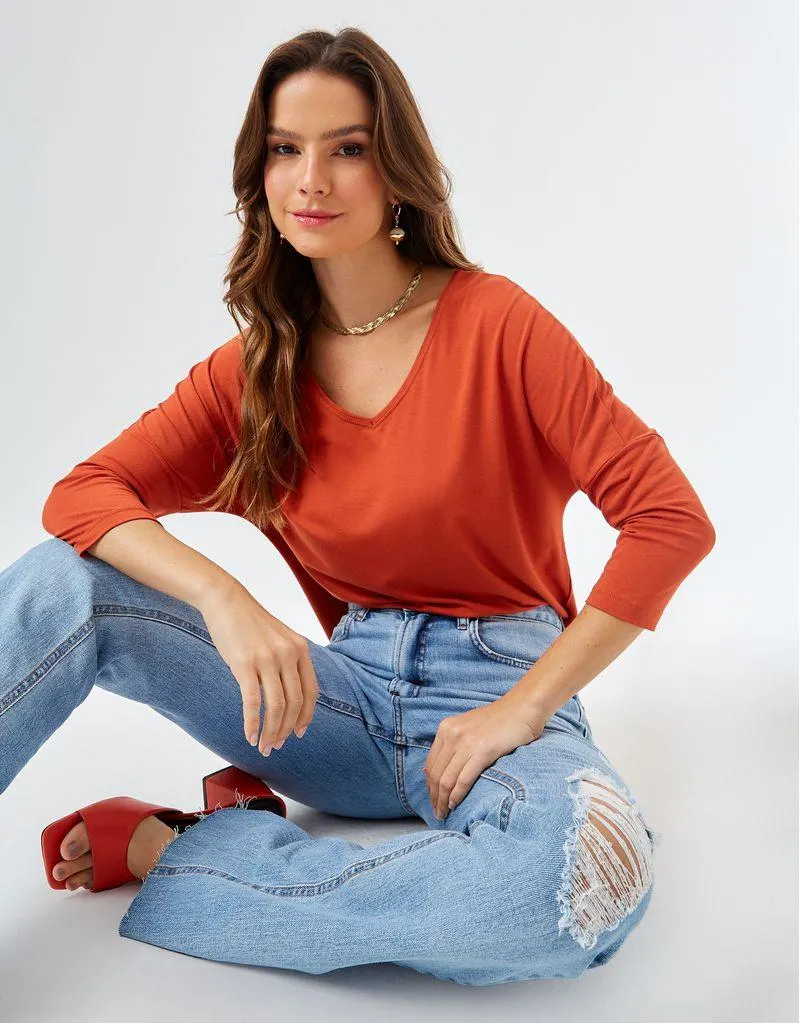 Blusa Manga 7/8 Colors - Terra