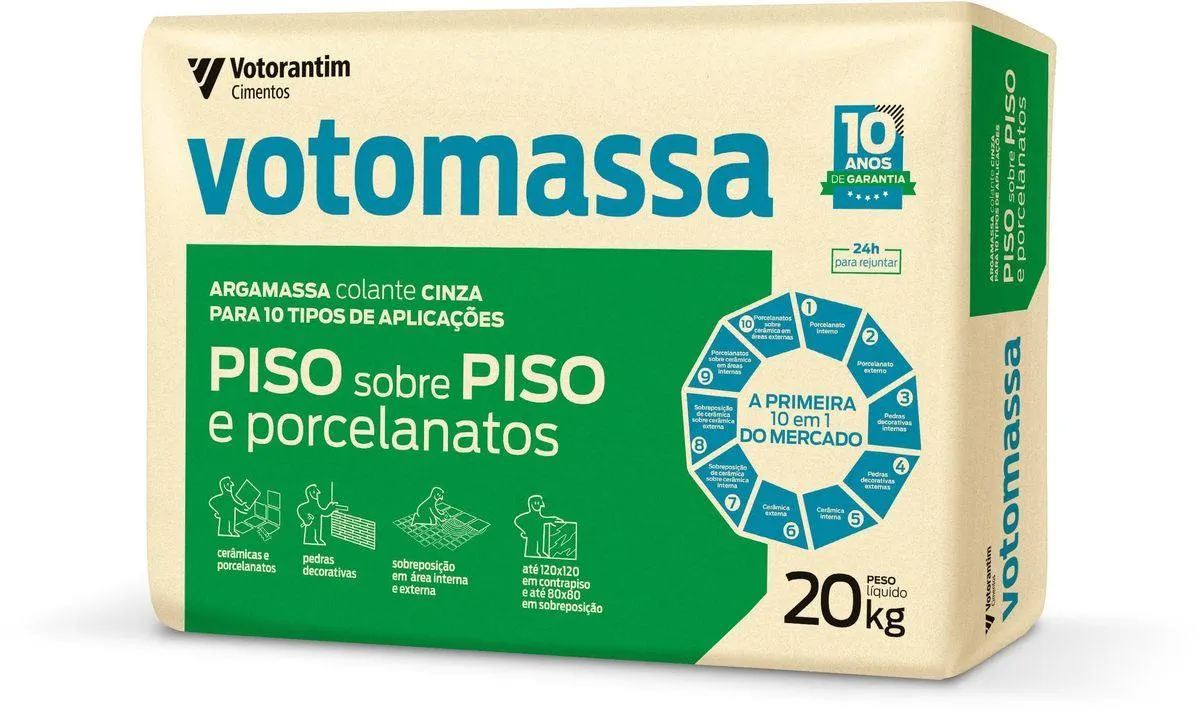 Argamassa Votoran Piso Sobre Piso e Porcelanato Cinza 20Kg