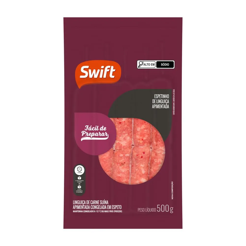 Espetinho Linguiça Swift 500g Apimentada