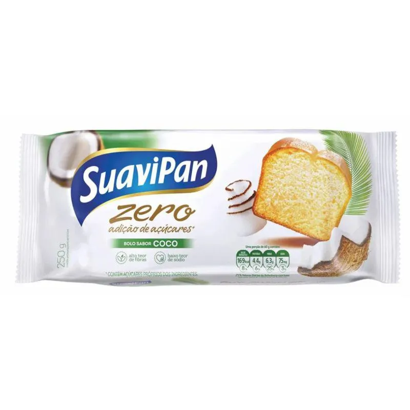 Bolo Suavipan Zero Açúcar Coco Pacote 250g
