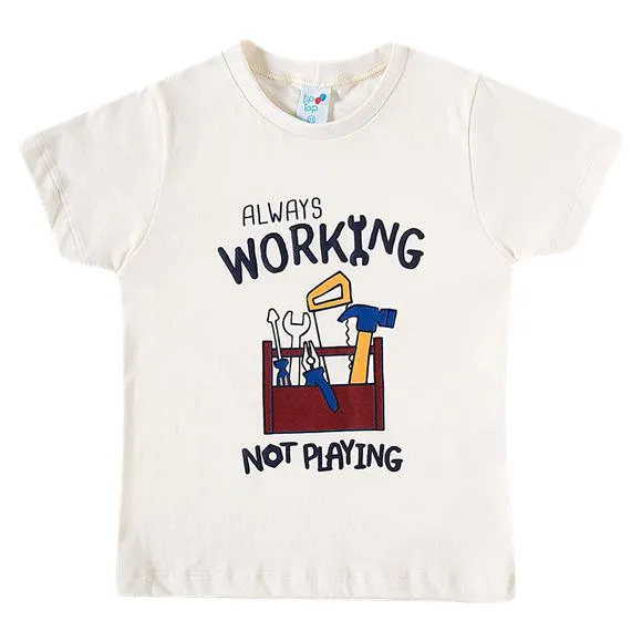 camiseta manga curta meia malha silk ferramentas toddler