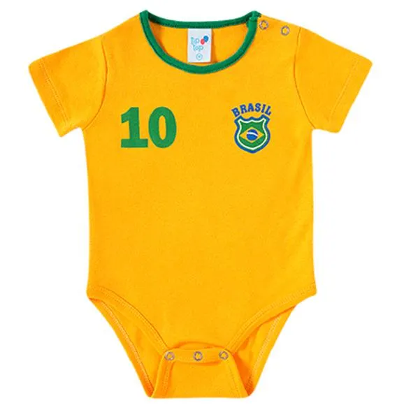 body manga curta ano jogo do brasil meia malha bebê