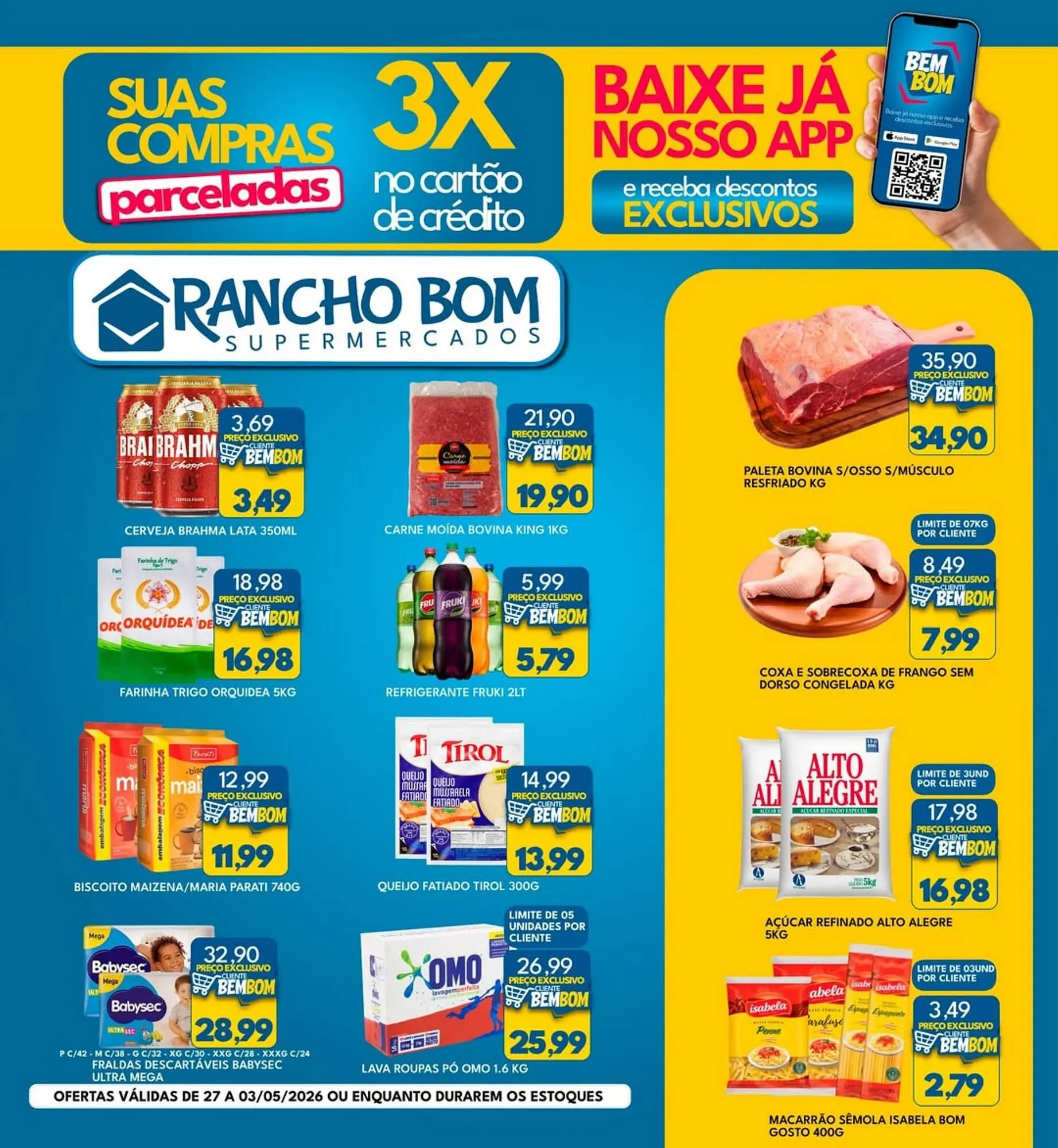 Encarte de Catálogo Rancho Bom Supermercados 27 de abril até 3 de maio 2026 - Pagina 1