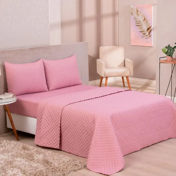 Cobre Leito Colcha Queen Avulso Colors Rosa Blush Vestcasa