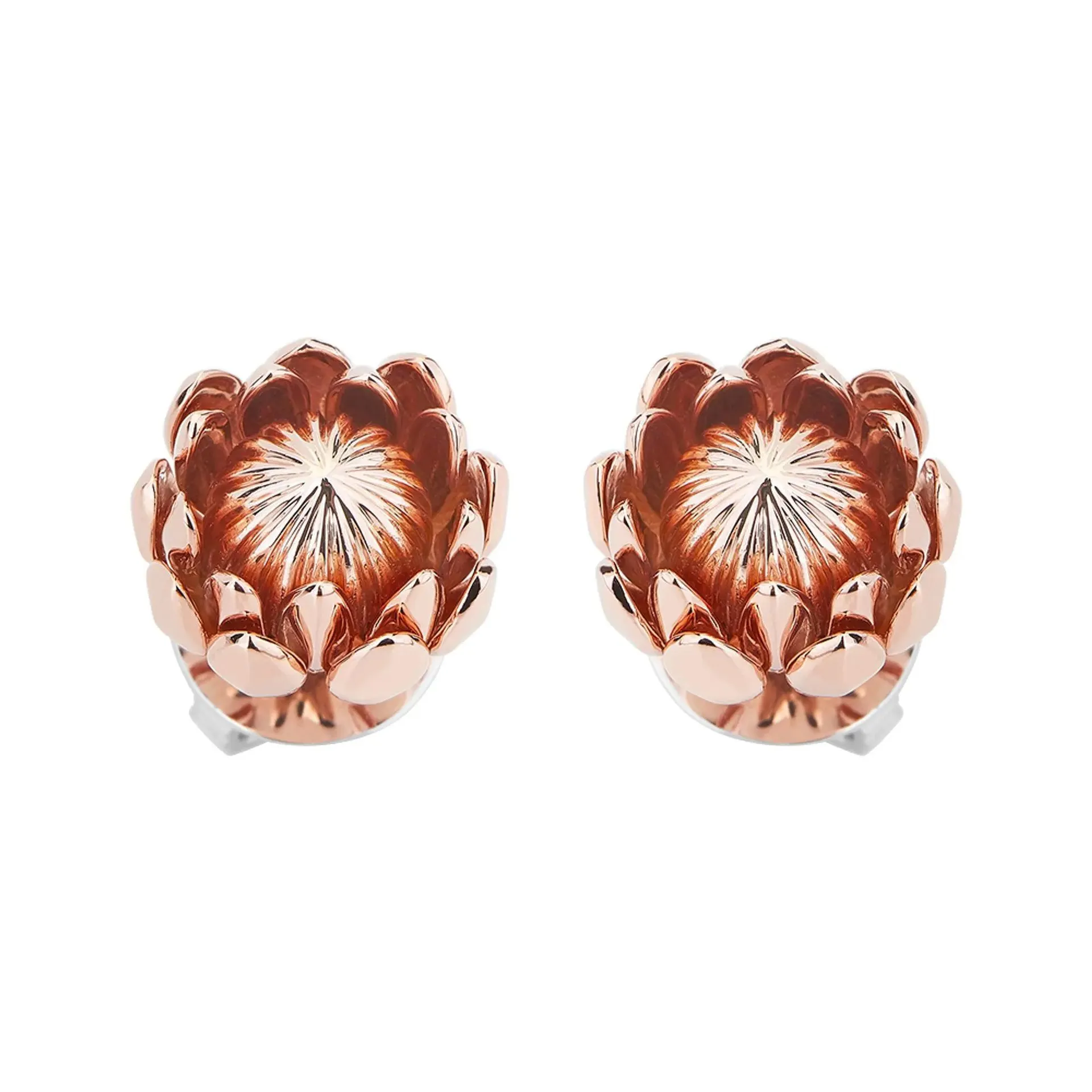 Brinco Protea De Prata Com Ouro Rosa