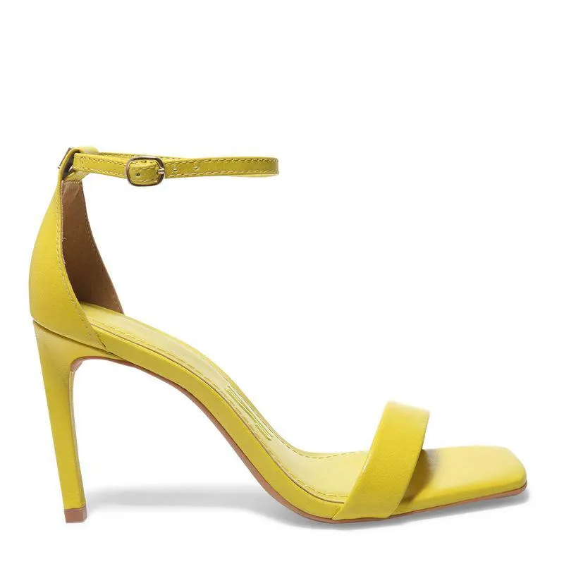 Sandália Amarela Couro Bico Quadrado