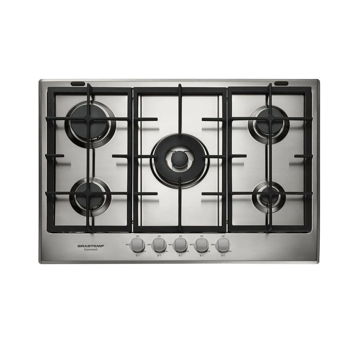 Cooktop 5 Bocas Brastemp Gourmand Inox com Duplachama e Trempe com Ferro Fundido - BDK75DR
