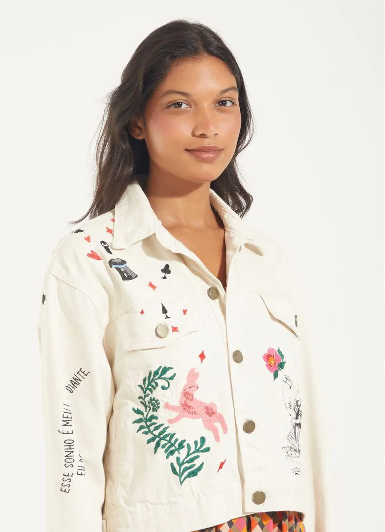 Jaqueta sarja bordado alice