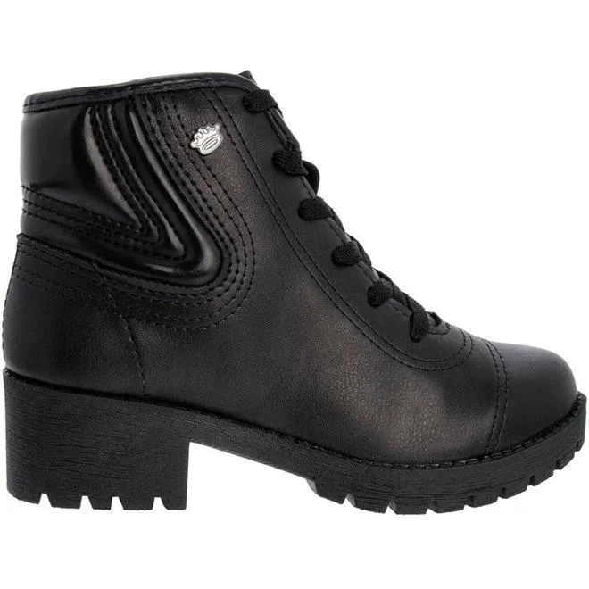 Bota Coturno Infantil Pink Cats Plataforma Verniz Preto