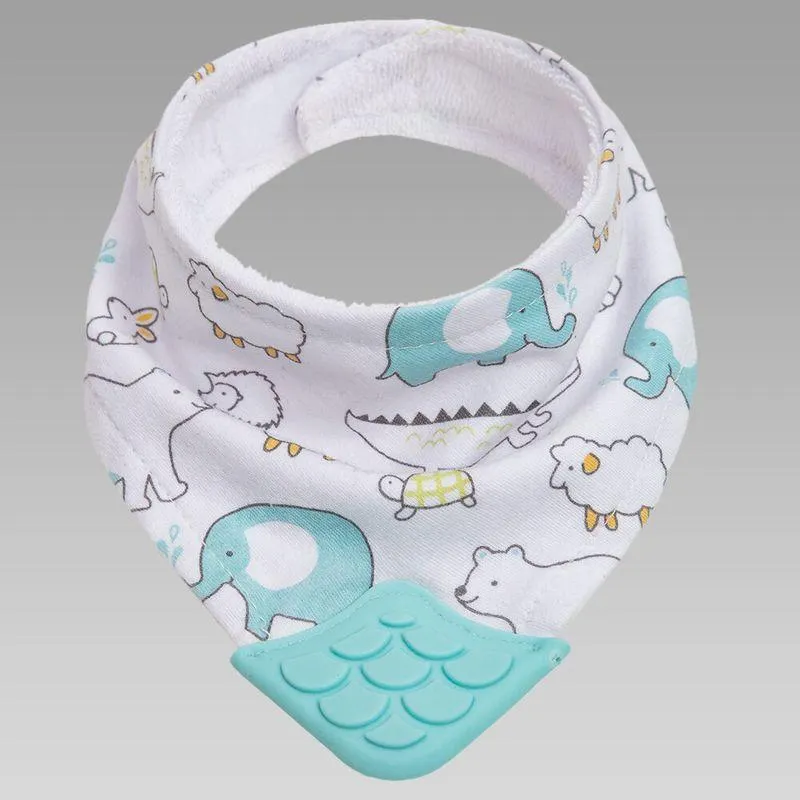 Babador Bandana com Mordedor Animais Azul - 15284 Animais Azul - 15284