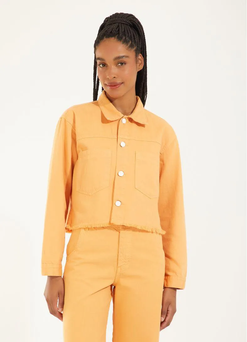 Jaqueta sarja color barra desfiada laranja