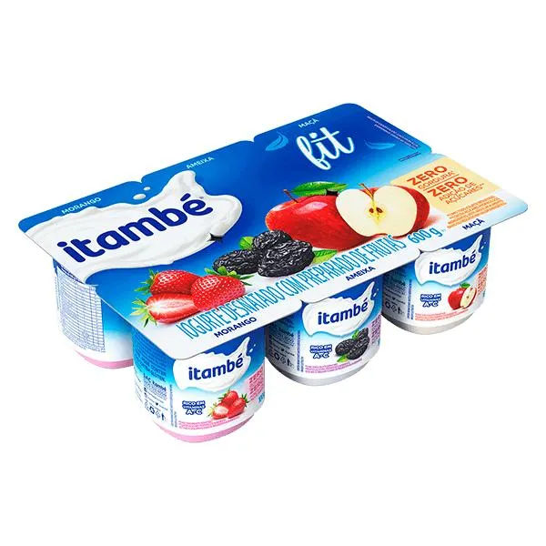 Iogurte Itambé Fit Zero Morango/Ameixa/Maçã 510g (6x85g)