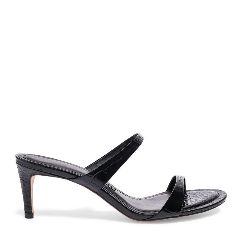 Sapato Mule Preto Croco Salto Fino