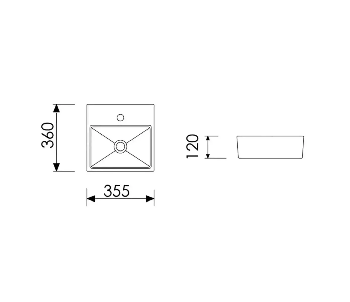 Cuba de Apoio Quadrada com Mesa 350x350mm Branca Fiori