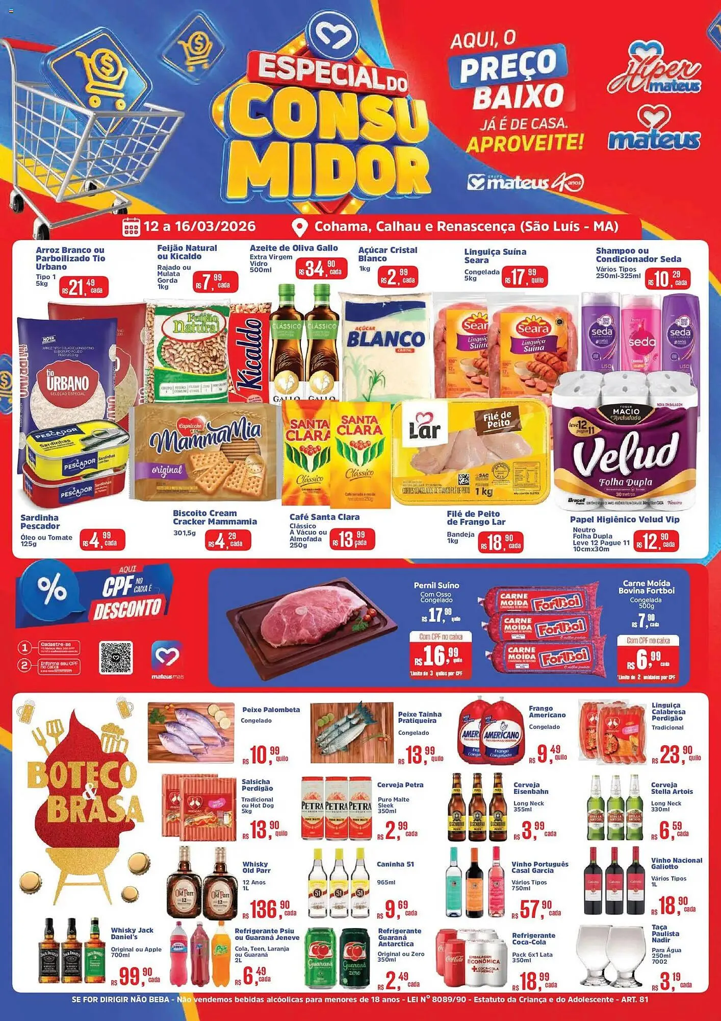 Encarte de Catálogo Supermercados Mateus 12 de março até 16 de março 2026 - Pagina 1