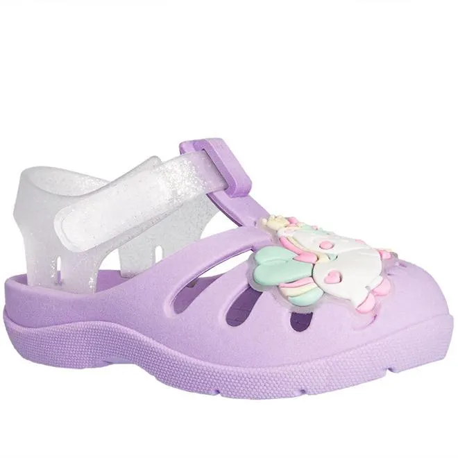 Babuche Infantil Gabrielinha Tira Contato Unicórnio Glitter Lilás