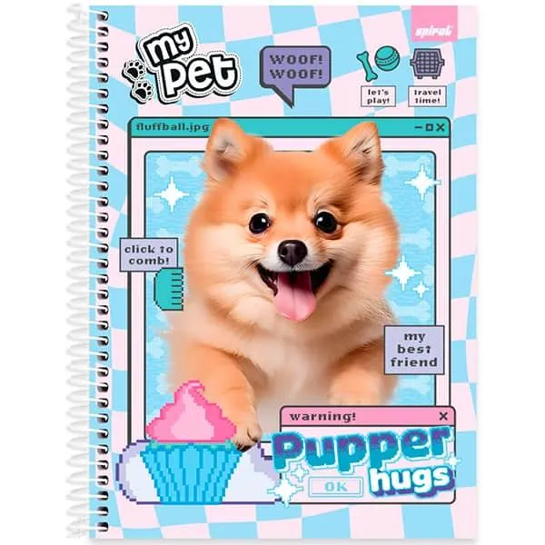 Caderno Universitário Capa Dura, 1 x 1, 80 Folhas, My Pet, 2519327, Spiral Pet - PT 1 UN