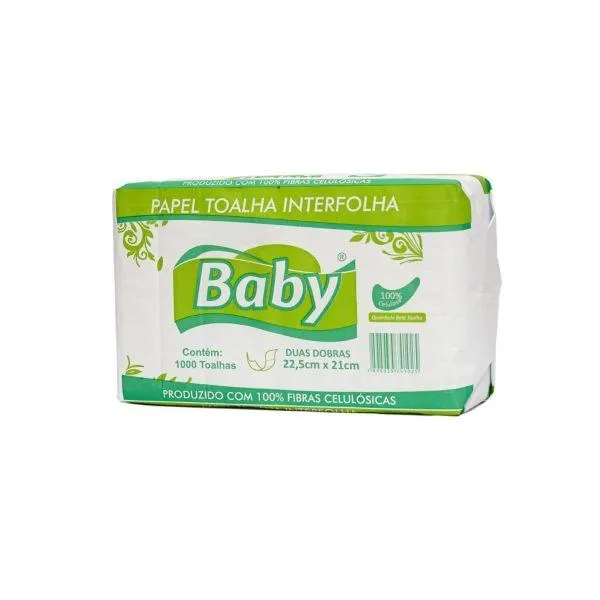 Papel Toalha Interfolha 2 Dobras Baby 22,5x21cm PT 1000 FL