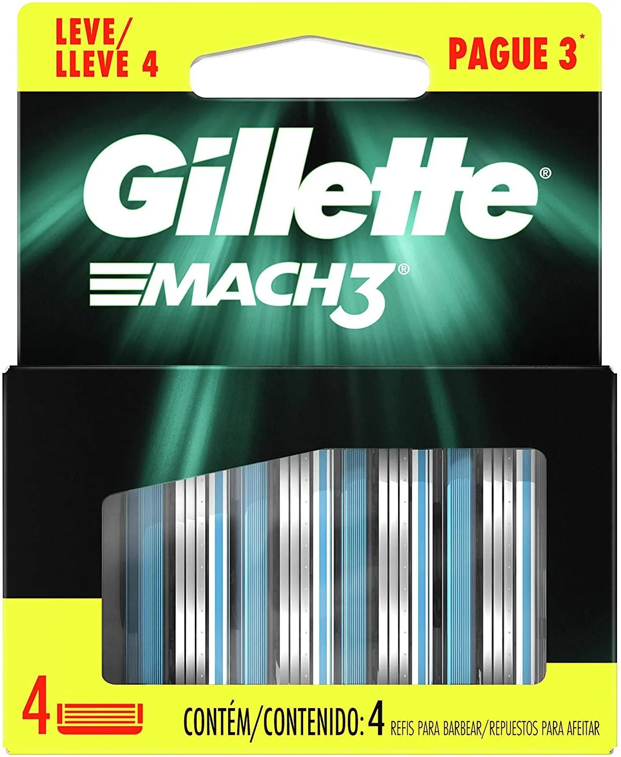 Carga Gillette Mach 3 Leve 4 Pague 3 C/ 4 Unid.