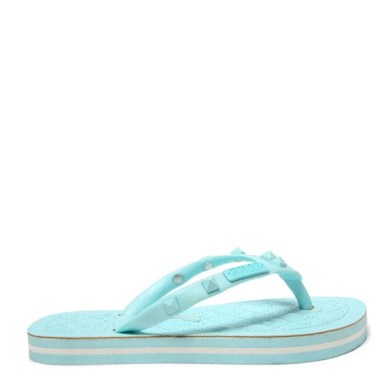 Flip Flop Infantil Azul Claro Borracha Spikes Flat