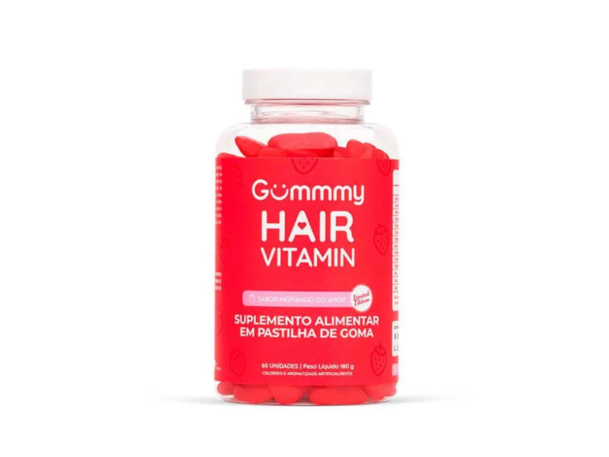 Suplemento Alimentar Gummy Hair Vitamin Sabor Morango do Amor 60 Gomas
