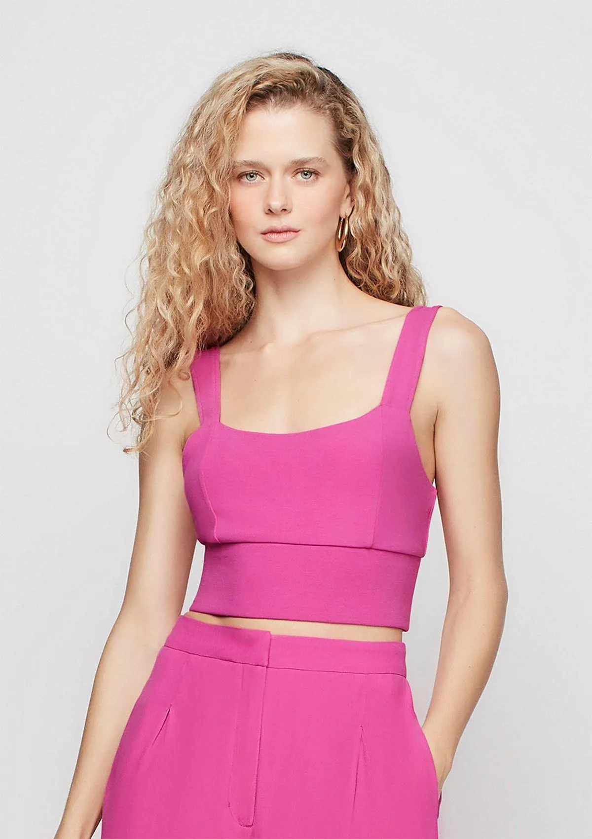 Top Alças Médias Decote Coração - Rosa