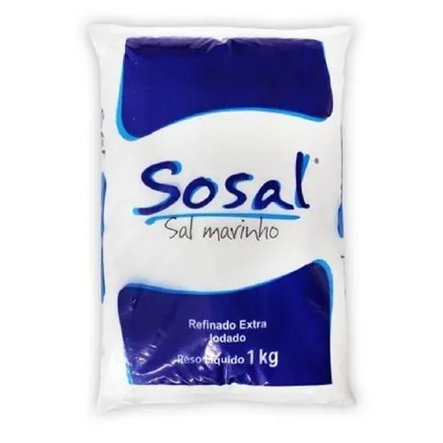 Sal Marinho Refinado Sosal Embalagem 1Kg
