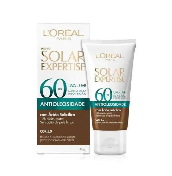 Protetor Solar Facial L'oréal Solar Expertise Antioleosidade Fps60 Negra