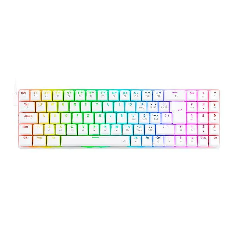 Teclado Mecanico Gamer Redragon Ashe, RGB, Switch Red, Branco, K626-KB-W-PT-RED