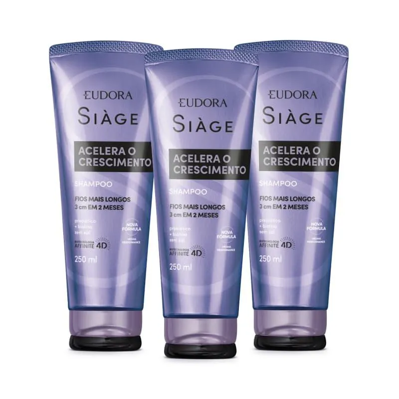 Combo Siàge Acelera o Crescimento: Shampoo 3x250ml