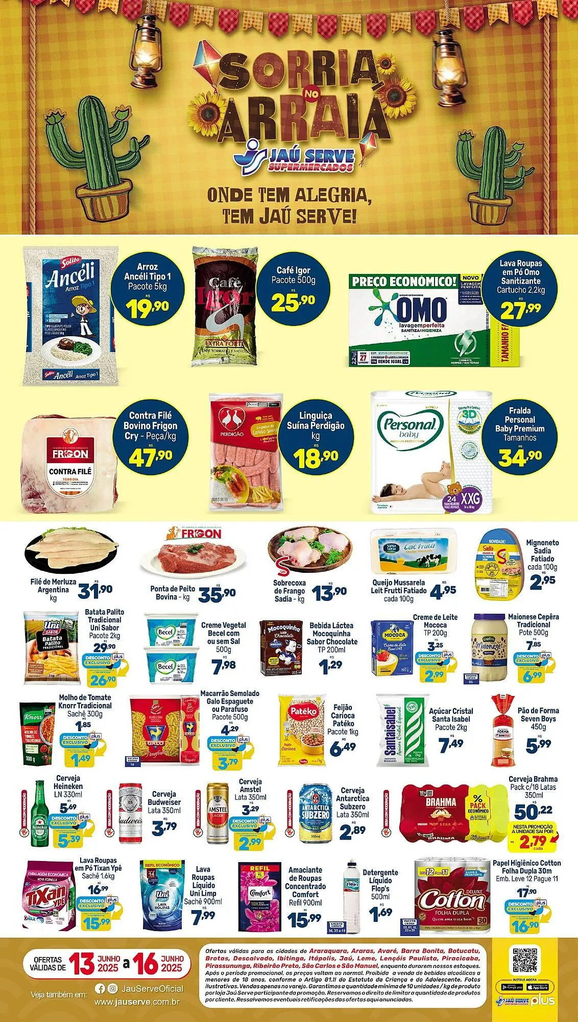 Encarte de Catálogo Supermercados Jau Serve 13 de junho até 16 de junho 2025 - Pagina 1