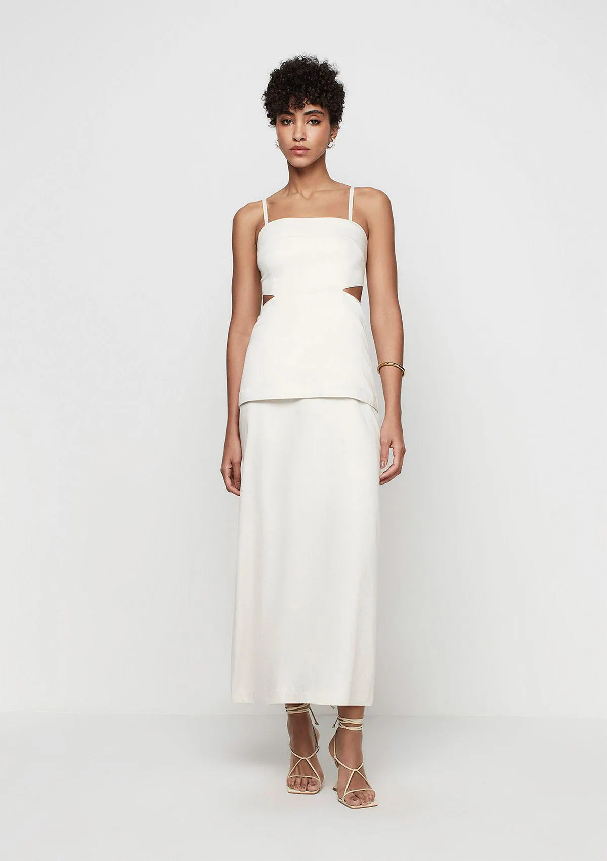 Vestido Longo Evasê Alças Finas - Off White