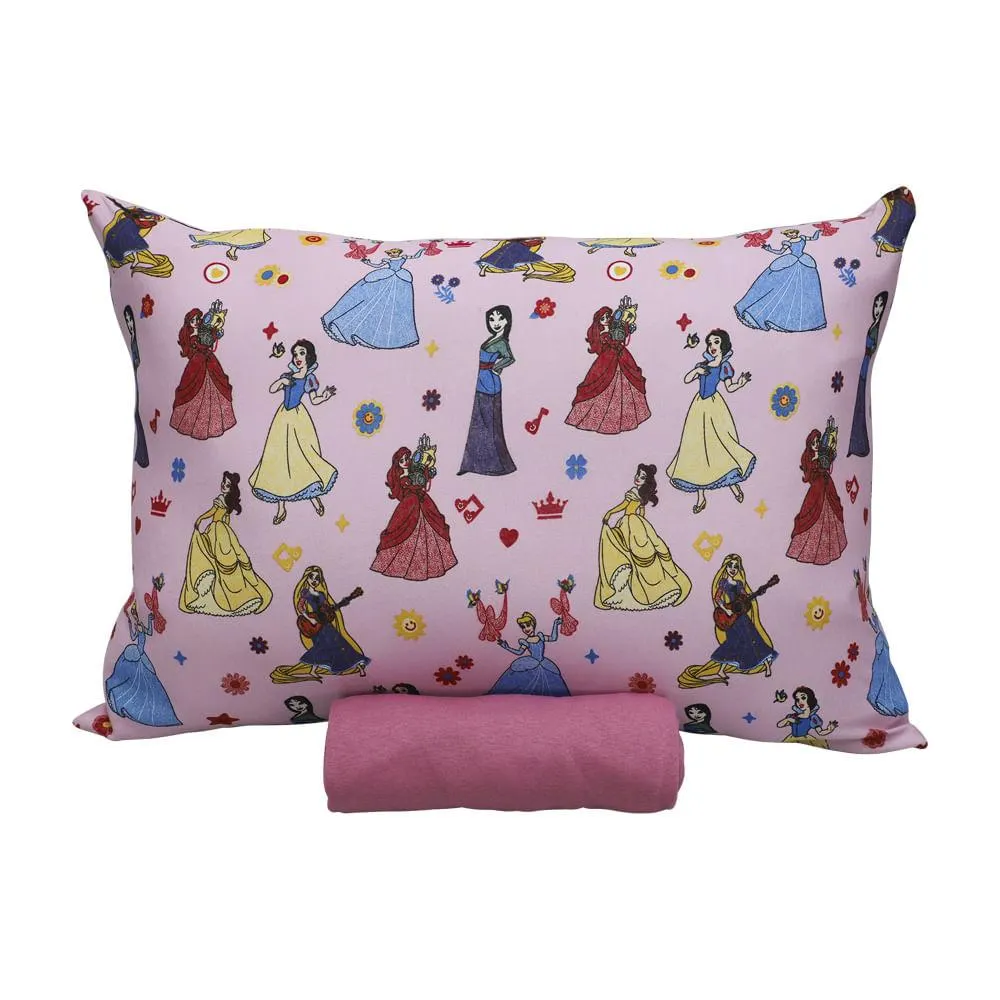 Jogo Cama Solteiro Disney Dança Princesas Rosa Cravo 100% Algodão 30cm 2 Peças 0310500 - Portallar